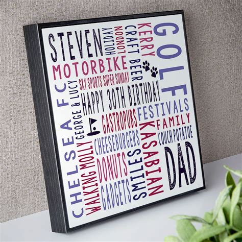 The best 30th birthday gifts include personal things such as books, travel items, gift codes etc. 30th Birthday Gift For Him Personalised Square Word Art ...
