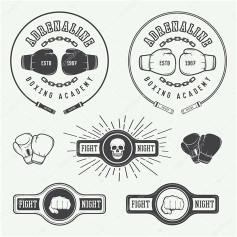 Boxing And Martial Arts Logo Badges And Labels In Vintage Style Stock