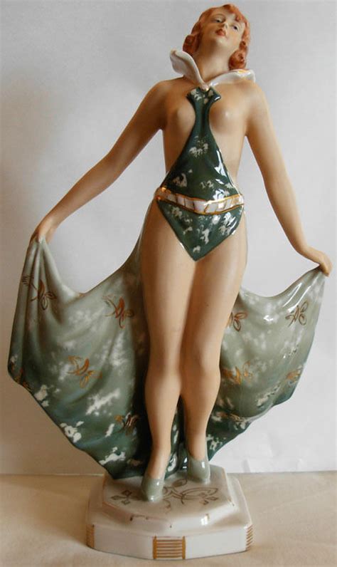 Art Deco Royal Dux Czechoslovakia Porcelain Figurine Of A Semi Naked Woman Ebay