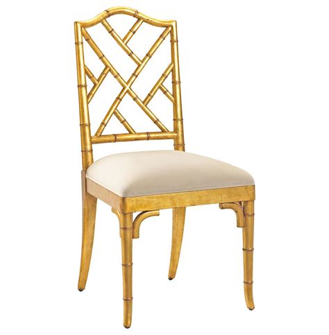 Riverstone furniture collection folding chair bamboo. Chinese Chippendale Hollywood Regency Gold Bamboo Dining Chair