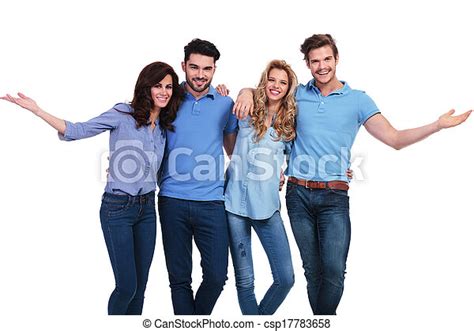 Happy Casual Group Of Casual People Welcoming You To The Team On White