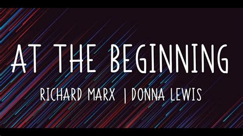 At The Beginning Richard Marx Donna Lewis Youtube