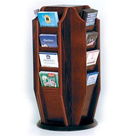 mahogany 16 pocket wood rotating counter top brochure holder buy acrylic displays shop