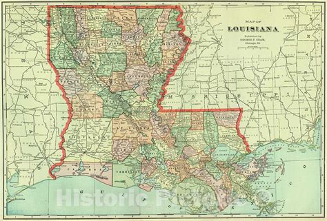 Historic Map 1903 Map Of Louisiana Vintage Wall Art Historic Pictoric