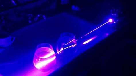 445nm Laser Fluorescence Experiment Powdered Detergent And Tap Water