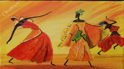 Easy Dancing African Girls Acrylic Painting For Beginnersclive5art