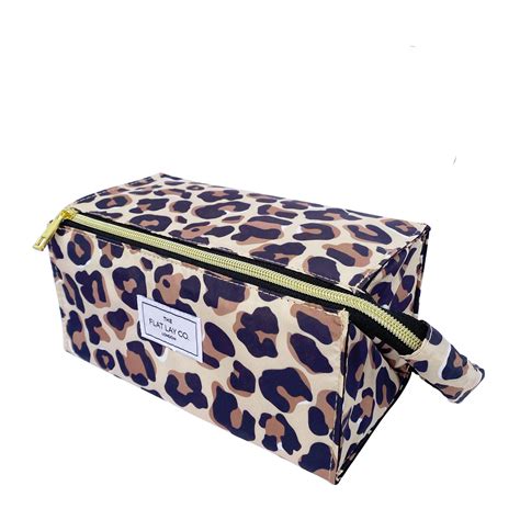The Flat Lay Co Open Flat Makeup Box Bag Leopard Print Feelunique