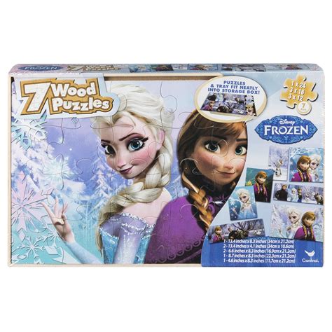 Disney Frozen 7 Wood Jigsaw Puzzles In Wood Storage Box