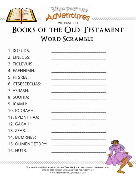 Learn The Books Of The Bible Worksheets