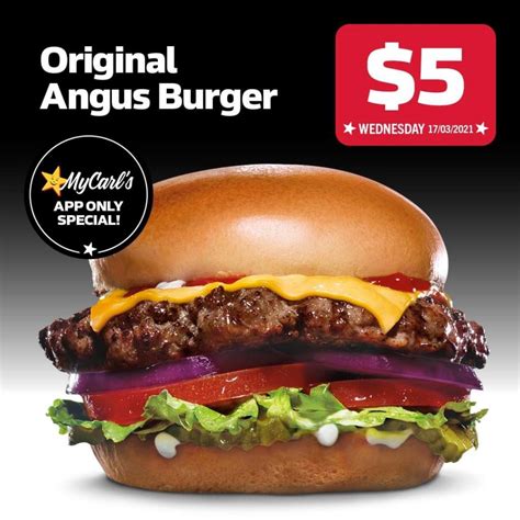 Deal Carls Jr 5 Original Angus Burger Via App 17 March 2021