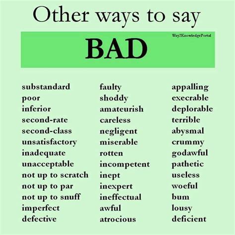 Other Ways To Say Badgreat Blogger English Vocabulary Words Writing