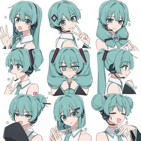 Miku With Different Hairstyles Vocaloid Rawwnime