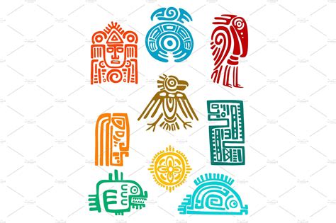 Ancient Maya Elements And Symbols Pre Designed Vector Graphics