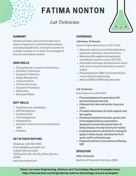 Crafting a clinical laboratory technician resume that catches the attention of hiring managers is paramount to getting the job, and livecareer is here to help you stand out from the competition. Lab Technician Resume Samples & Templates PDF+DOC 2020 ...