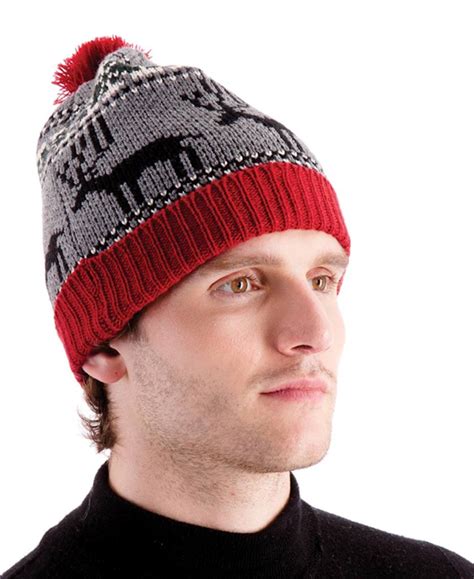 Mens Bobble Beanie Knitted Ski Bobble Hat Winter Warm Xmas Knit Hats