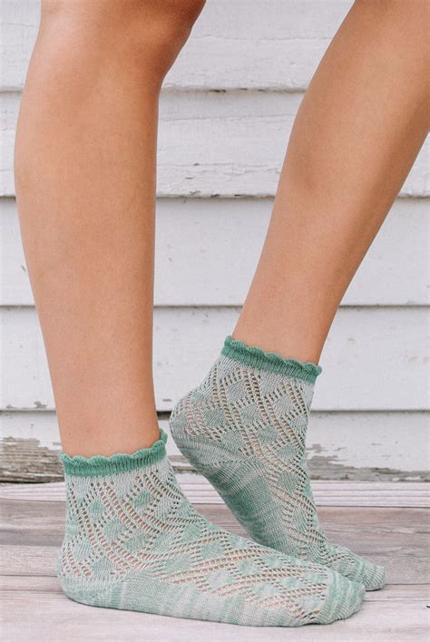 Green Meadow Knit Anklet Socks Socks Lace Socks Knitting Socks