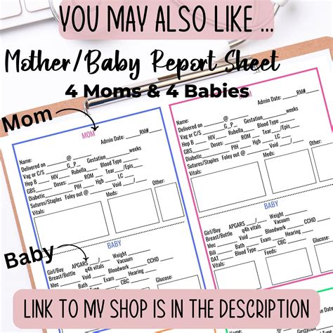 Mother Baby Report Sheet Mom And Baby Nurse Brain Report Sheet 4 Mom