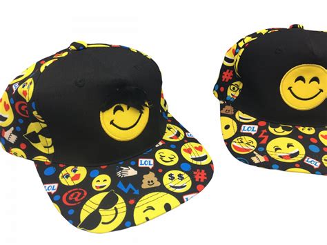 His And Her Amscan Yellow Smiley Face Emoji Emoticon Baseball Snapback Caps
