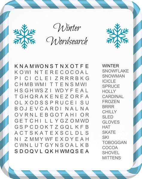 Enjoy Winter With A Fun Word Search Printable