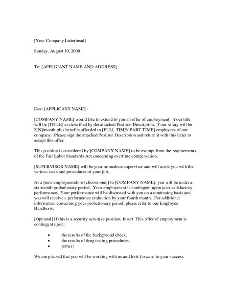 Employment Offer Letter Free Printable Documents