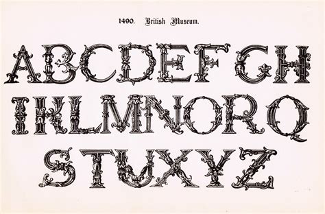 Antique Alphabet Printable Ornate Font Lettering Alphabet Alphabet