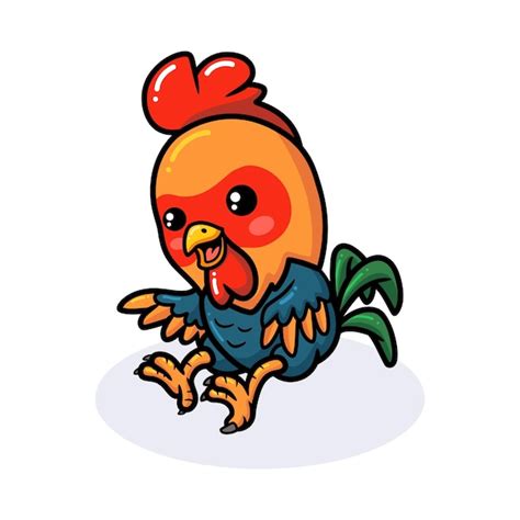 Premium Vector Cute Happy Little Rooster Cartoon Jumping