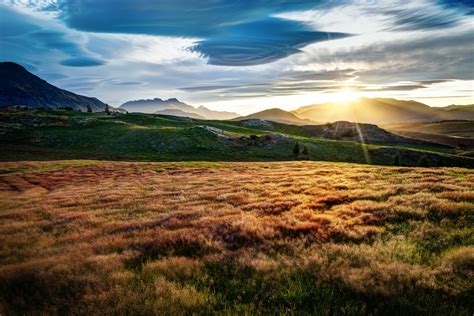 Wallpaper Sunlight Trees Landscape Mountains Sunset Hill Lake