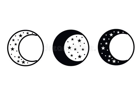 Moon Silhouettes With Stars Stock Vector Illustration Of Night