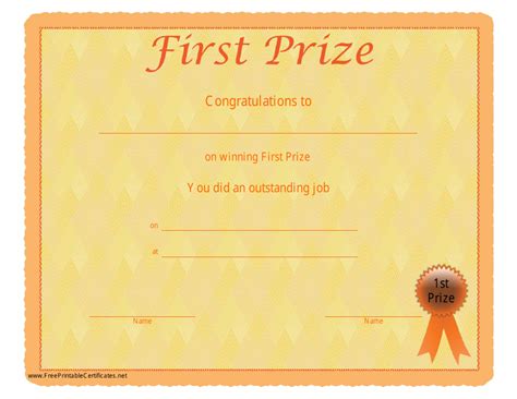First Place Certificate Template