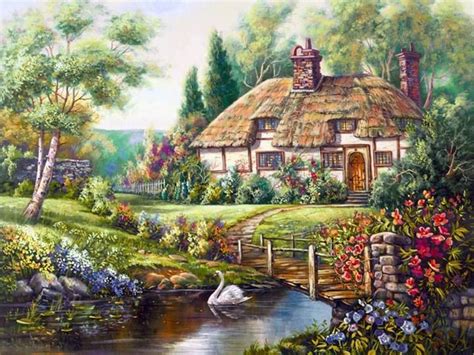 Cottage Cottage Art Landscape Art Landscape Paintings