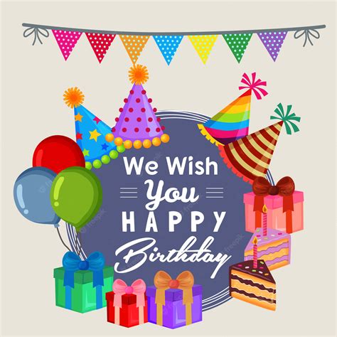 Premium Vector Wish You Happy Birthday With Party Cake Flat Style