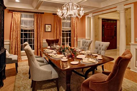 Transitional Formal Dining Room With Peach Tones Hgtv