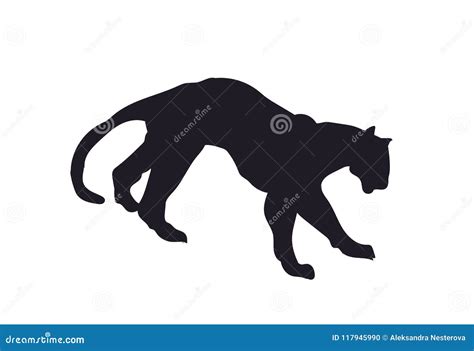 Two Panther Silhouette Vector Outline Of Wildcat For Logo Or Mascot