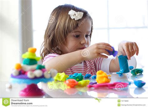 Girl Playing With Play Dough Stock Photo Image Of Learning