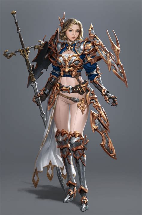 ArtStation Knight Hyunjoong Fantasy Female Warrior Fantasy Girl Concept Art Characters