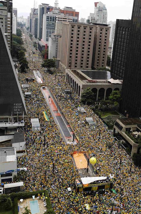 Demonstrators Gather During A Protest Against Brazil S President Dilma