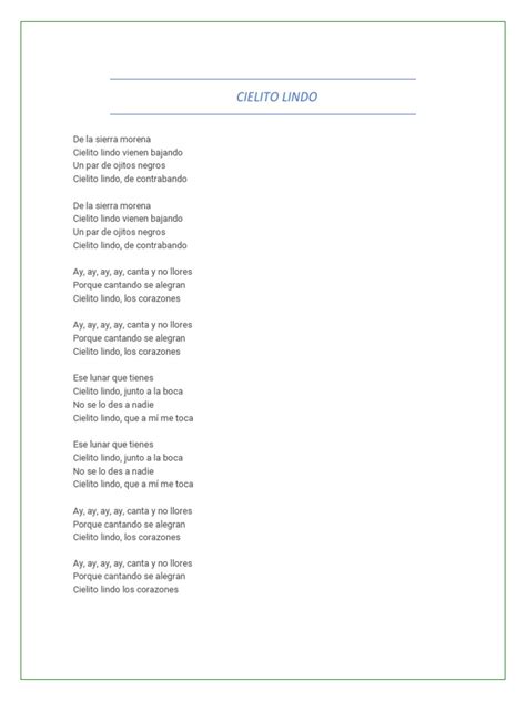 Cielito Lindo Cancion Pdf