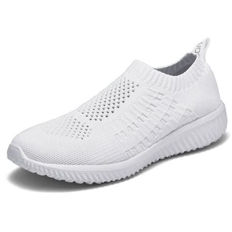 Tiosebon Womens Athletic Walking Shoes Casual Mesh Comfortable Work Sneakers All White Us75
