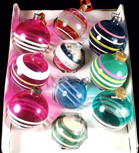 Vintage Shiny Brite Unsilvered Christmas Tree Ornaments Paper Caps Wwii