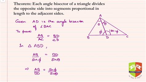 Angle Bisector Of A Triangle Divides Opposite Side In Ratio Of Adj