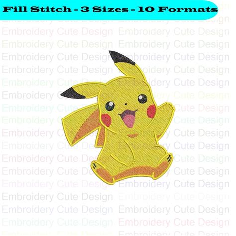 Pikachu Pokemon 2 Embroidery Design 3 Tailles 10 Formats Etsy