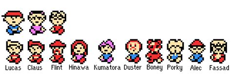 My Attempts At Some Mother 3 Character Sprites In The Mother 1 Style