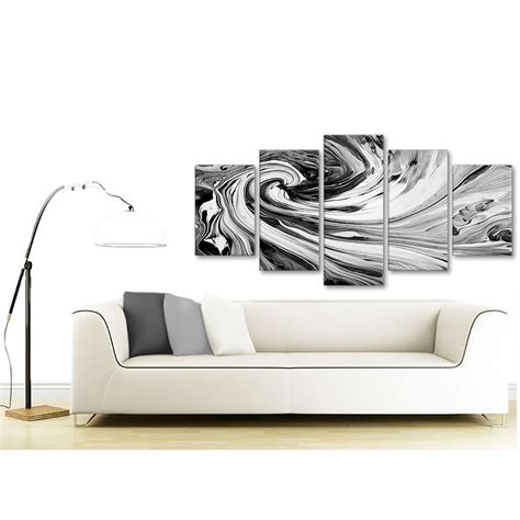 Extra Large Black White Grey Swirls Modern Abstract Canvas Wall Art