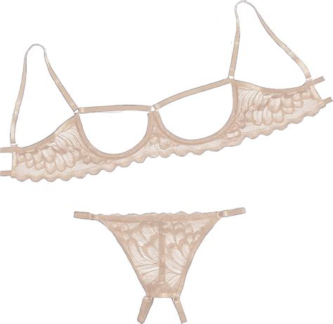 lilosy sexy underwire floral lace sheer lingerie set for women see through bra and panty 2 piece