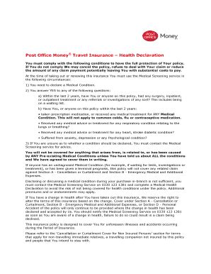 Post Office Travel Insurance Form - Fill Out and Sign Printable PDF
