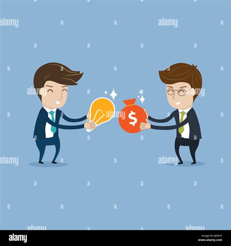 Businessman Trading Money And Idea Vector Cartoon For Trading Or
