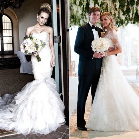 On Left Hillary Duff In S Strapless Vera Wang Wedding Dress On Right