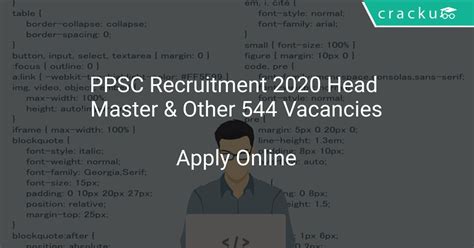 Ppsc Recruitment Head Master Other Vacancies Latest Govt Jobs Government Job
