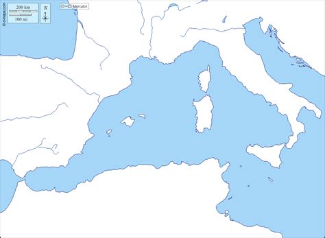 Méditerranée Occidentale Carte Géographique Gratuite Carte