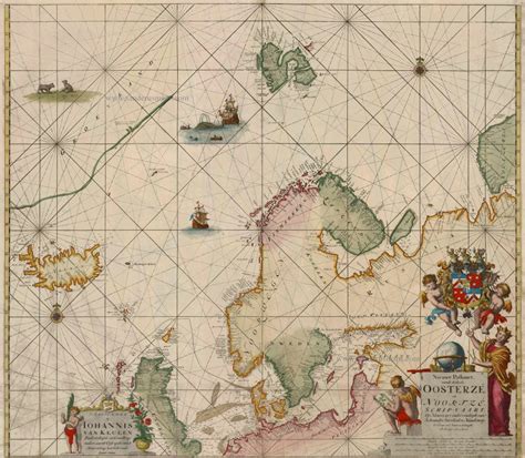 Antique Sea Chart Of The North Atlantic Ocean Sanderus Antique Maps
